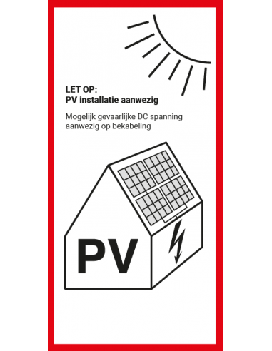 PV sticker meterkast  Centraal Verzekerings Bedrijf
