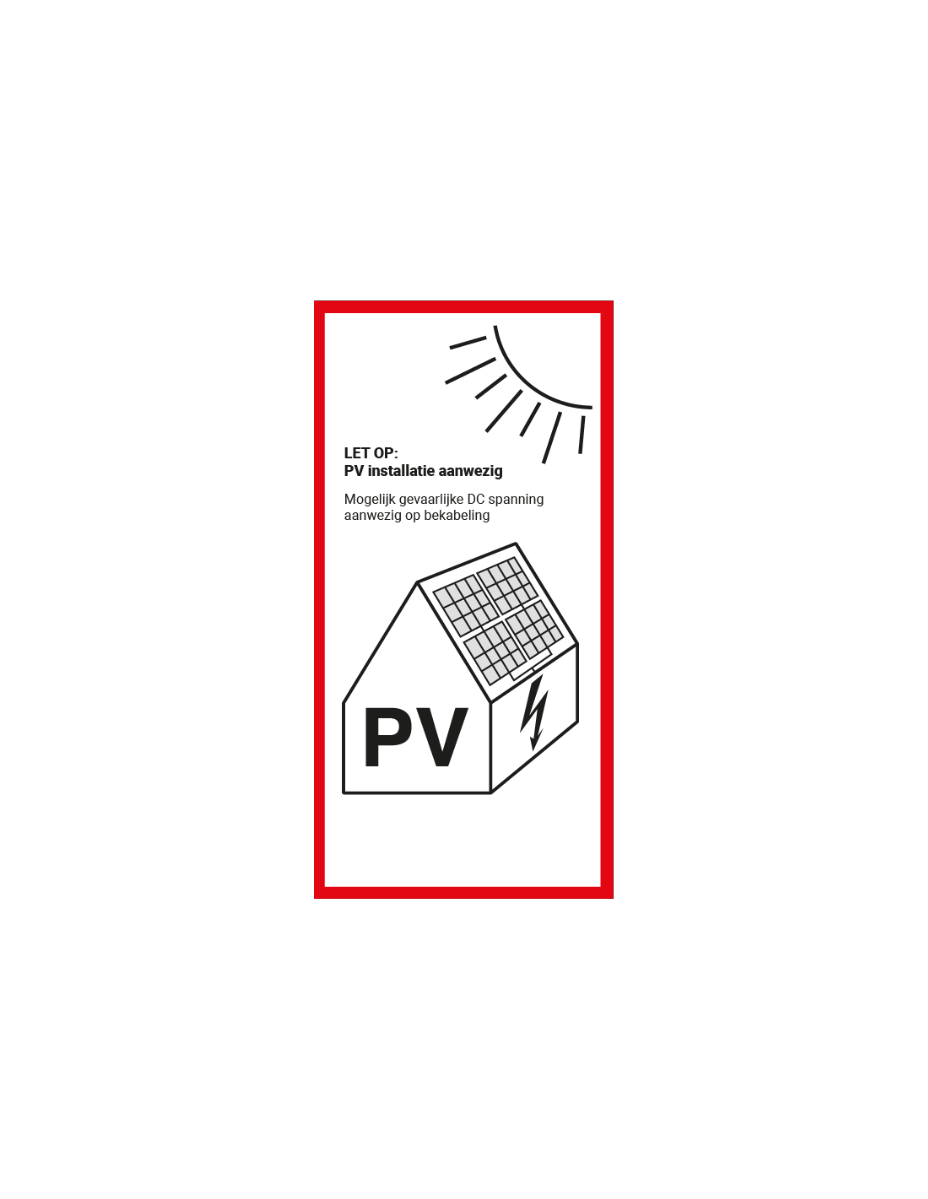 PV sticker meterkast  Centraal Verzekerings Bedrijf